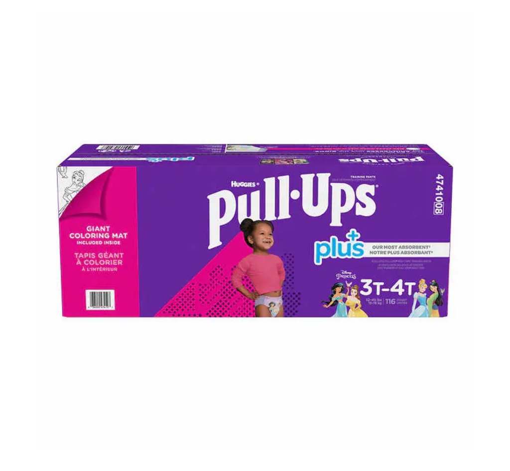Couche Huggies Pull-Ups Plus Fille 3T-4T Paquet de 116