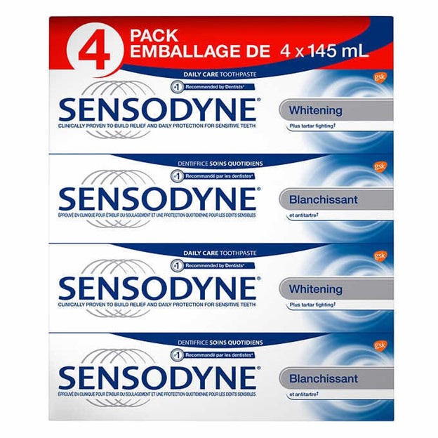 Dentifrice Sensodyne - blanchissante, 4 x 145 mL