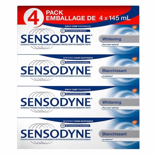Dentifrice Sensodyne - blanchissante, 4 x 145 mL