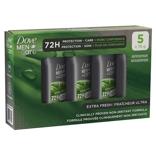 Dove - Déodorant antisudorifique pour hommes, 5 x 76 g