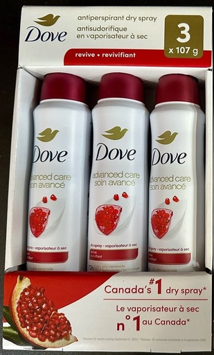 Dove Deodorant Antiperspirant Dry Spray Pomegranate scent , 3 Packs