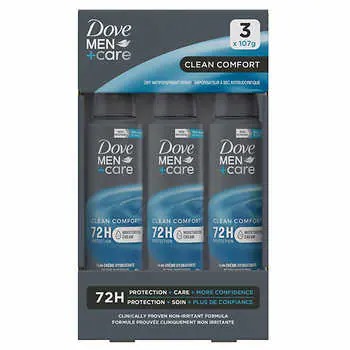 Dove Men+Care Antiperspirant Dry Spray, 3 x 107 g