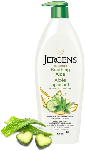 JERGENS LOTION HYDRATANTE, ALOE VERA, POUR PEAUX SÈCHES, (620 ml)