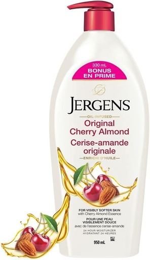 Jergens Original Cherry Amond, hydratant infusé à l'huile, lotion pour le corps, peaux sèches (950 ml)